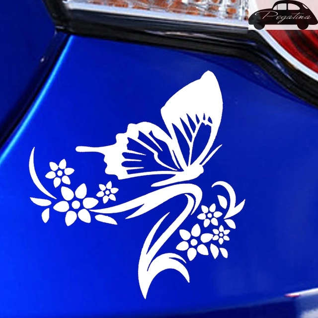 Pegatina Flower Butterfly Sticker Car Decal Posters Vinyl Wall Decals Decor Mural Sticker