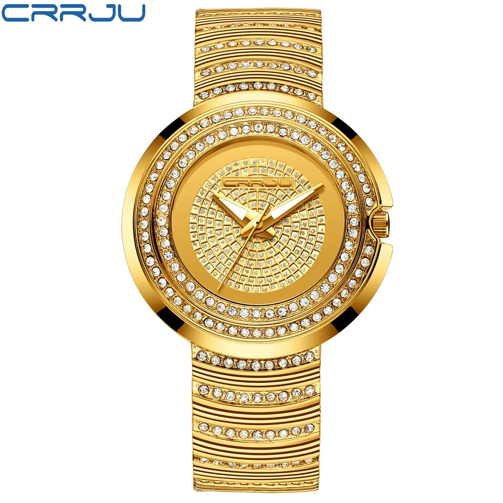 

Ladies Wristwatches Top Brand Luxury Dress Big Round Dial Women Rhinestones Watches Gold Quartz Ladies Women's Watch Wristwatch