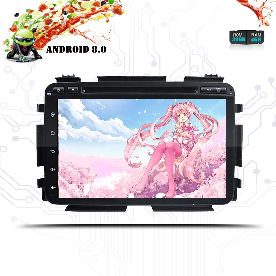 Perfect HD Octa Core 2 DIN 1024X600 Android 8.0 Car DVD Player For Honda HRV Vezel 2013-2018 4G WiFi GPS Navigation Stereo Video Audio 0