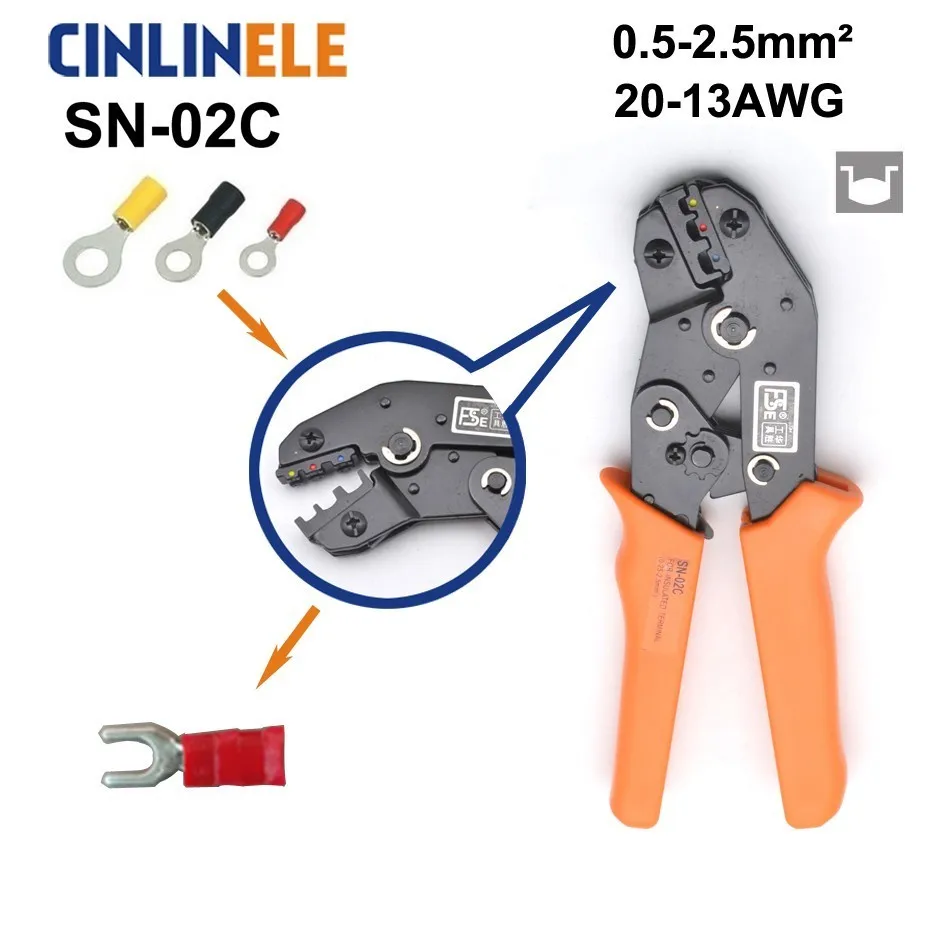 

Free Shipping SN-02C 0.5-2.5mm 20-13AWG Mini Type Self Adjustable Crimping Hand Pliers Electrical Wire Terminals Crimper Tools