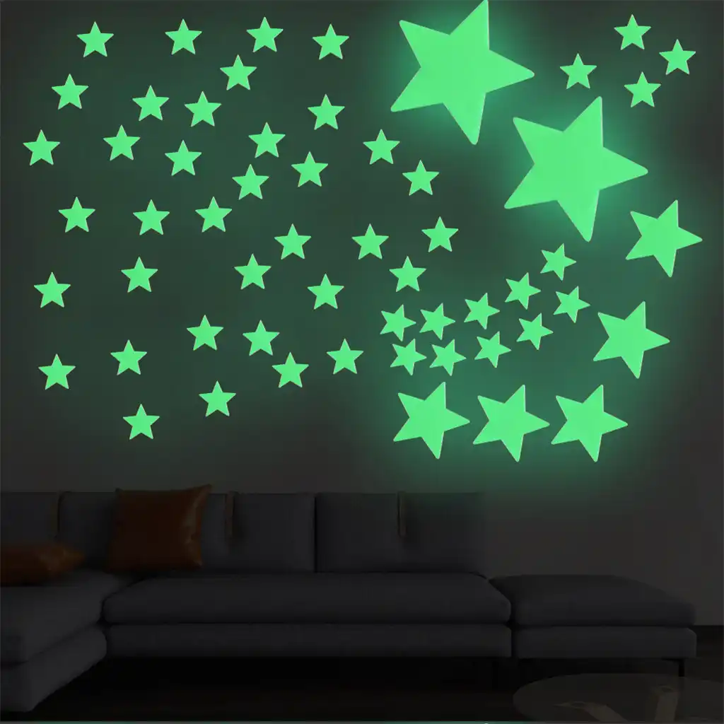 Blue 30pcs Kids Bedroom Fluorescent Glow in The Dark Stars Wall Art Stickers DIY Wall Decal Green Luminous Wall Sticker Murals for Living Room Teens Children Baby Room Nursery Decoration