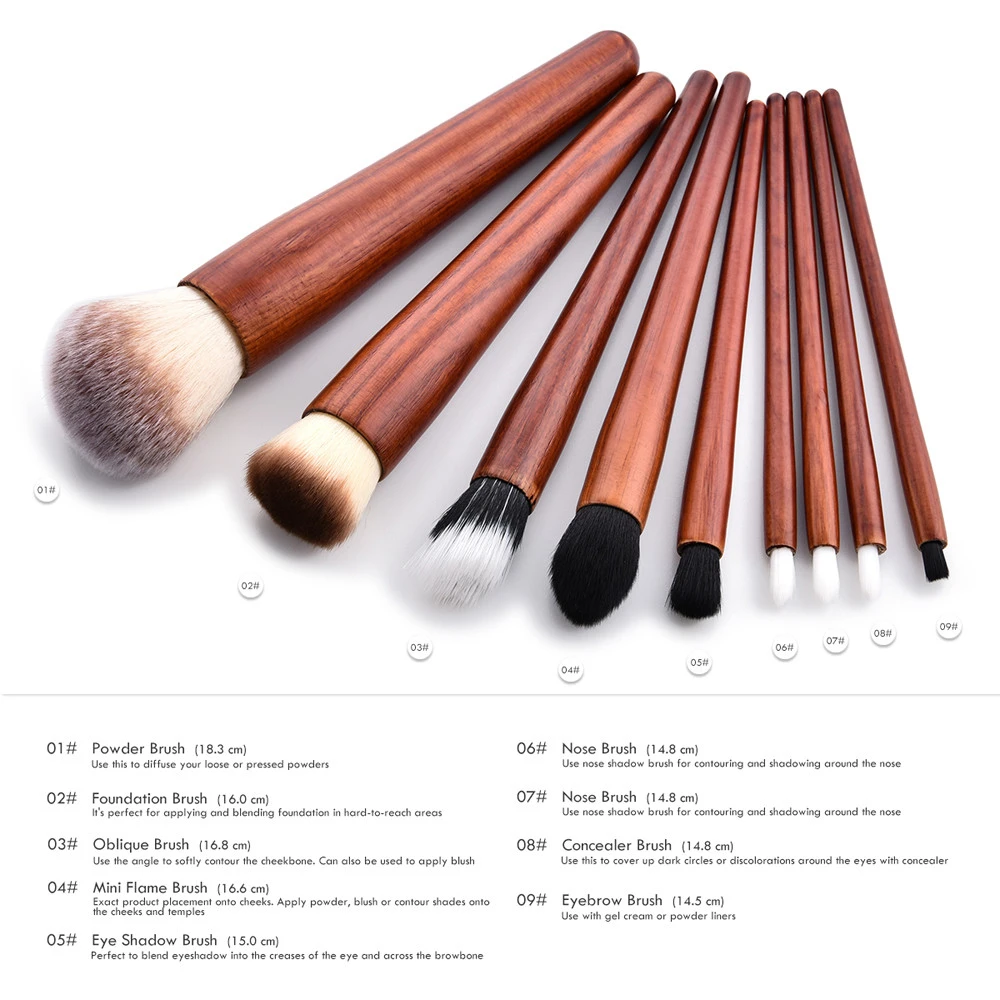 9Pcs Pro Makeup Brushes Set Foundation Powder Eyeshadow Eyeliner Lip Brush Tool (4)