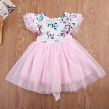 

Baby Girls Kid Floral Princess Dress Summer Tulle Lace Tutu Dress Clothes 1-6T