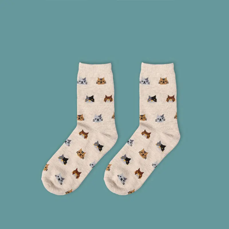 Модная теплая Женская прекрасная миловидная кошечка, носки с изображением мультяшных животных, хлопковые носки, 5 цветов, 1 пара, наряд на весну и осень