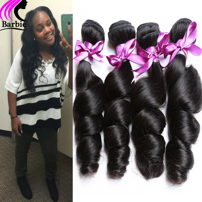 

7A Malaysian Loose Wave Malaysian Virgin Hair Loose Wave Cheap 4 Bundles Human Hair Weave Malaysian Curly Hair Black Brown