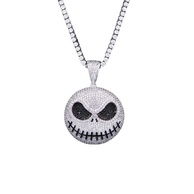 

Gold/Silver Plated Pumpkin Emoji Iced Out Cubic Zircon Necklaces & Pendants Men's Hip Hop Bling CZ Charm Chains Jewelry Gifts