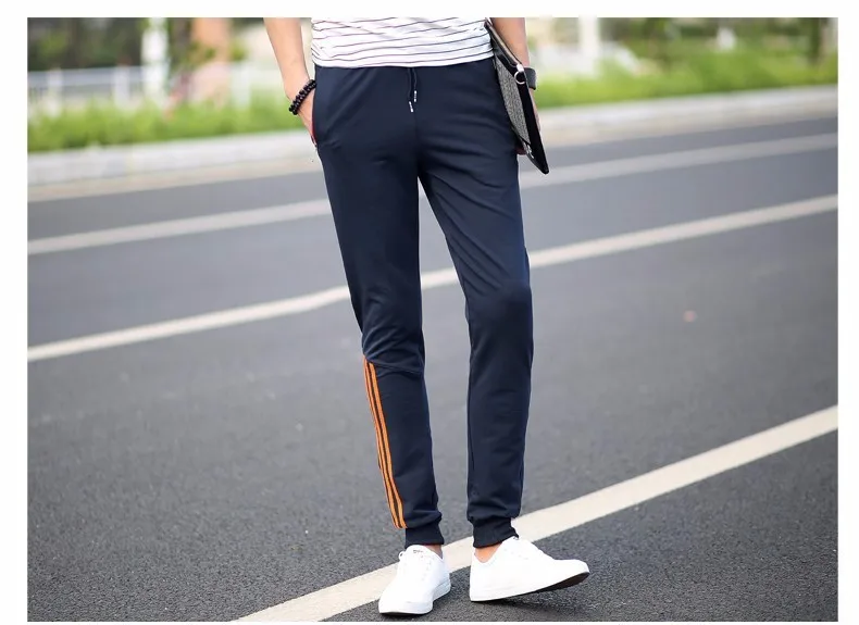 Обтягивающие спортивные штаны для мужчин с эластичной резинкой на талии, в полоску, уличная одежда для бега, спортивные штаны в стиле хип-хоп, повседневные спортивные штаны с карманами на молнии