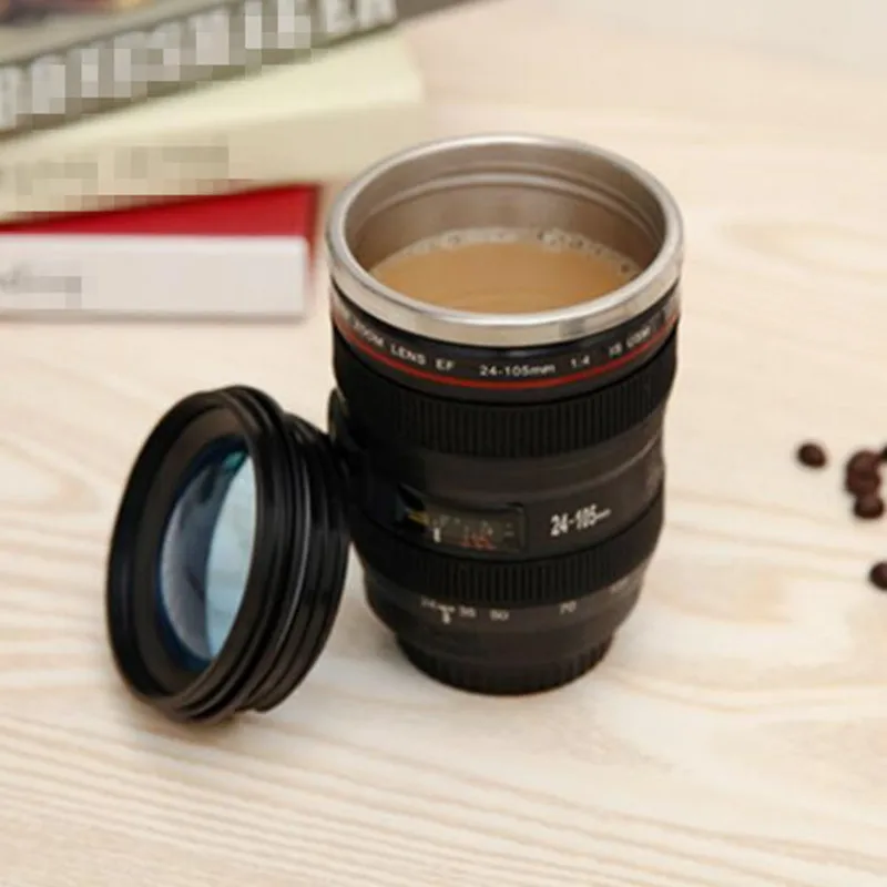 

2018 Original Creative 400ml Stainless steel liner Camera Lens Mugs Coffee Tea Cup Novelty Gifts Thermocup Thermomug