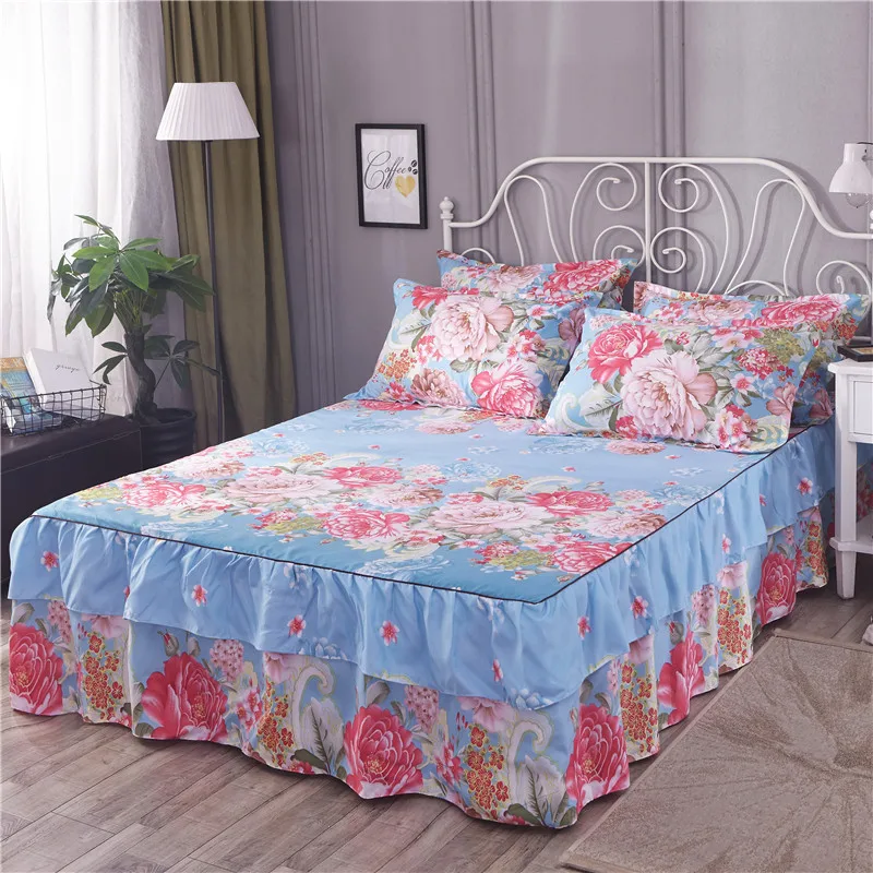 Gray Stripe Gray Bed Skirt Mattress Cover Petticoat Twin Full Queen Bed