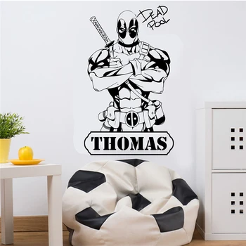 

Deadpool Marvel DC Comics Wall Art Decal Sticker Home Decor Bedroom personalise name Wall Sticker Decoative Vinyl Sticker D195