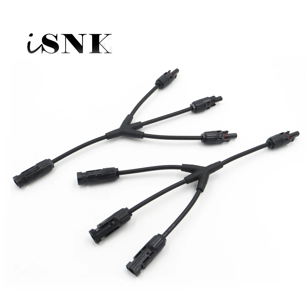 

1Pair x MC4 3Y Connector 30A 1000V Branch parallel connection Electrical Photovoltaic 3pcs solar Panel Cable Wire Connect