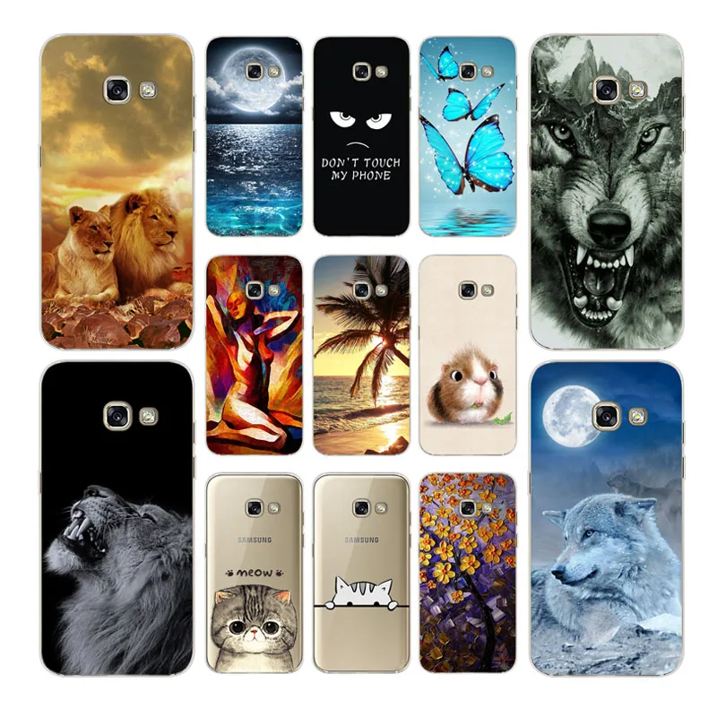 

For Samsung A7 2017 Case TPU Soft Silicone FOR Samsung Galaxy A7 2017 Case Cover A720 A720F Phone Back Cover Cat Painted a720f