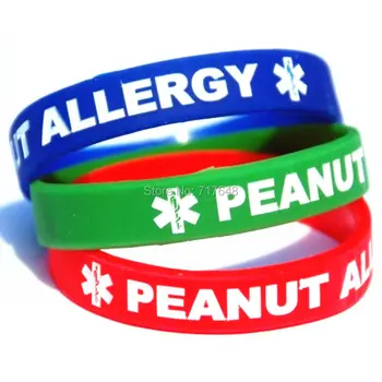 

300pcs peanut allergy wristband silicone bracelets wrist bands free shipping by FEDEX