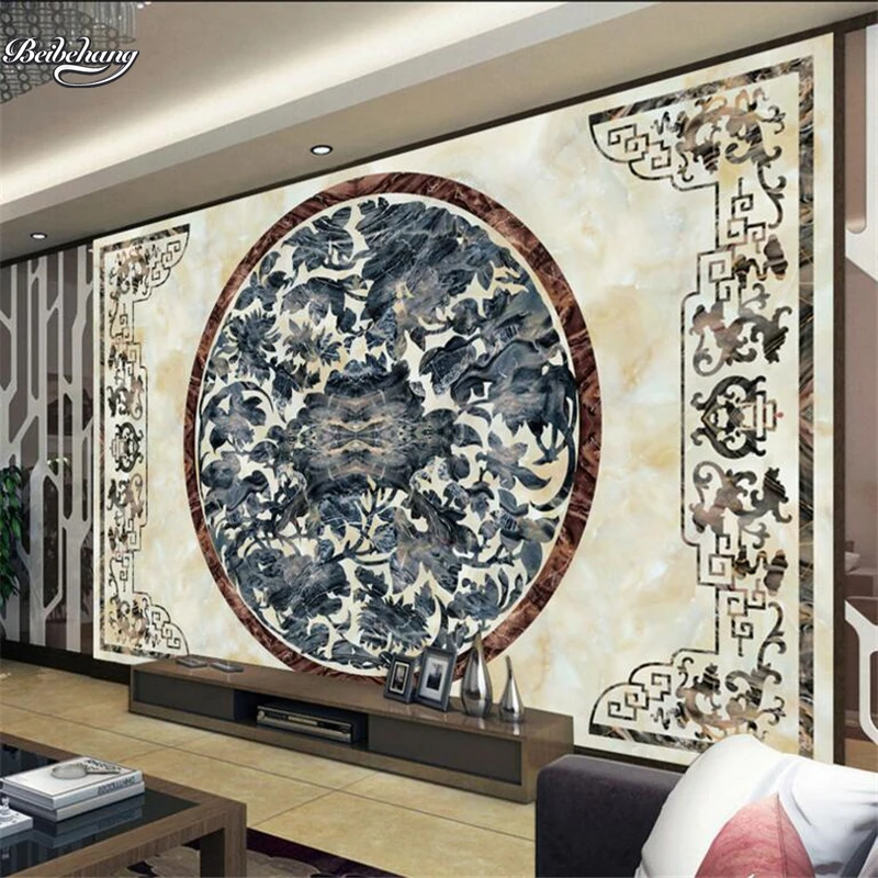

beibehang Marble Jade Carvings TV Wall Background European Stone Parquet Custom Large Mural Nonwovens Wallpaper