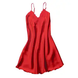 MUQGEW 2019 модное красное Ночное Платье женское сексуальное атласное белье Ночная рубашка без рукавов модная ночная рубашка