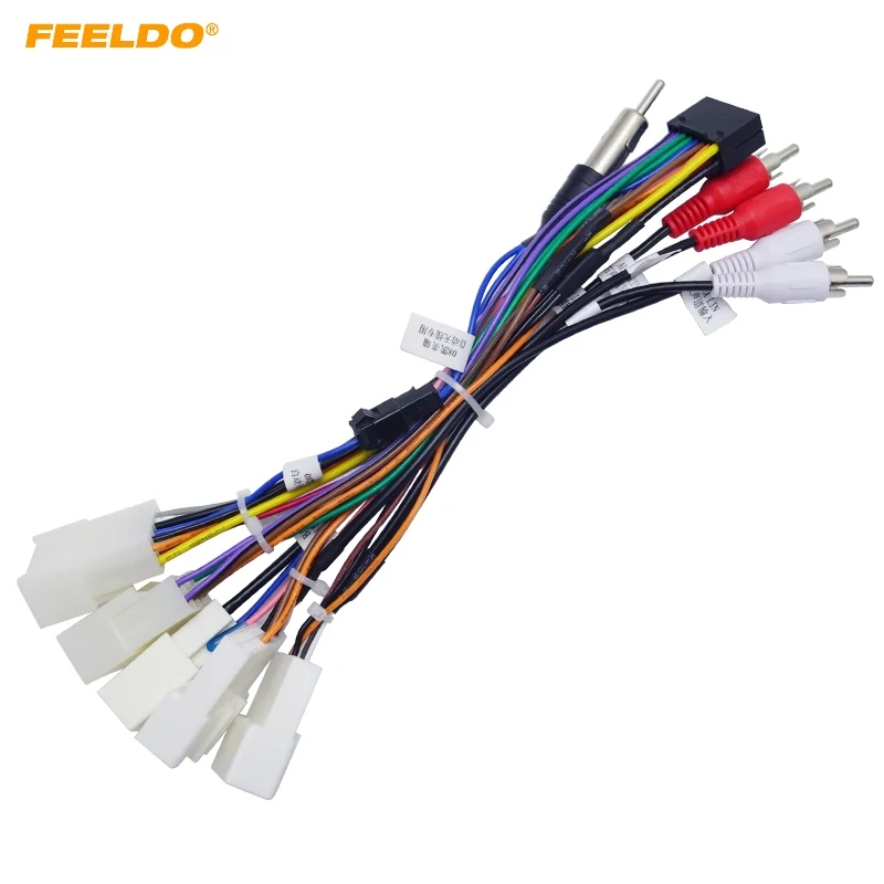 FEELDO 10PCS 16P Car Head Unit Wire Harness Adapter For Toyota OEM Car Radio Harness HQ2017in