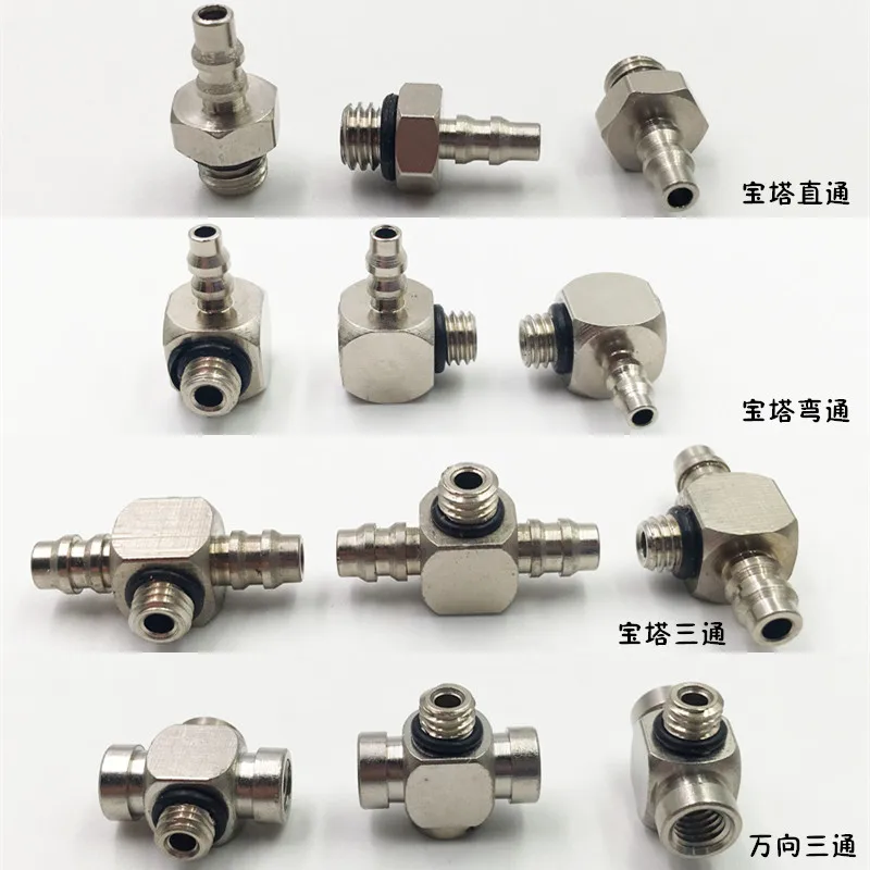 M-3ALU-4 локоть пневматическая труба воздушный шланг Быстрый фитинг Мужская резьба M3 M5 M6-трубка 4 мм 6 мм Мини соединитель латунь M-5ALU-4