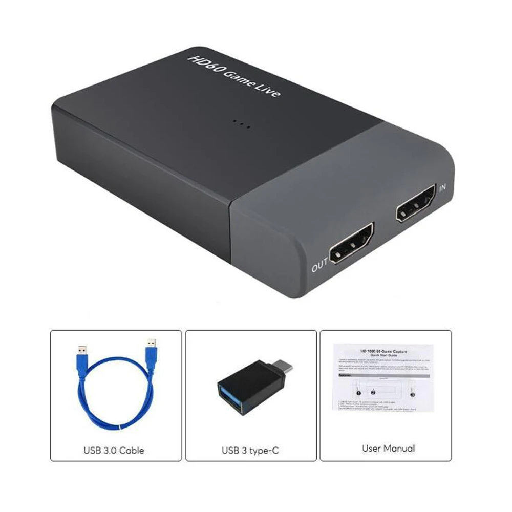 USB 3,0 1080 P 60fps HDMI игра Карта видеозахвата Регистраторы потоковая трансляция в прямом эфире с поддержкой 4 K для окна Mac Linux OS X Wii U PS4