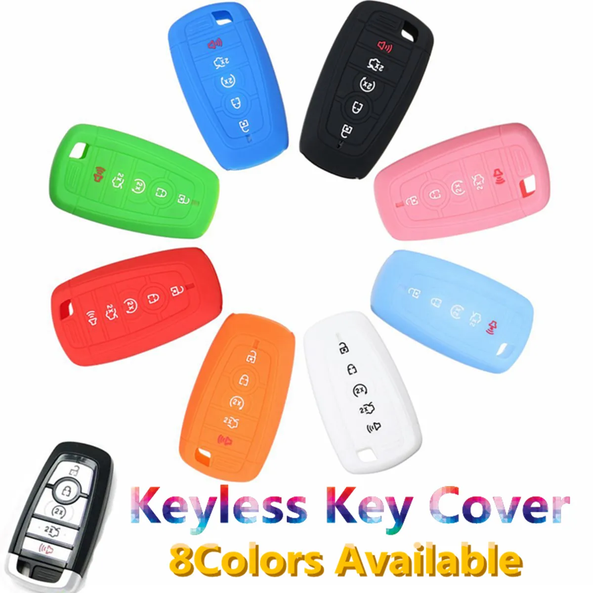 

5 Buttons Silicone Shell Remote Key Fob Car Key Case Cover for Ford/Fusion F250 2017