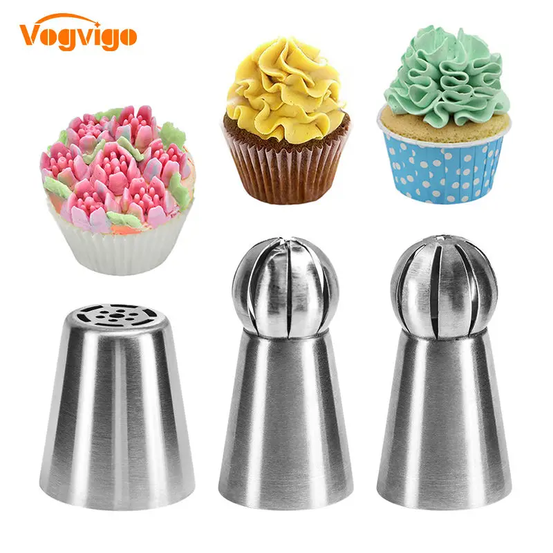 

VOGVIGO 3PCS Pastry Nozzles Cake Decorating Tools 304 Stainless Steel Dessert Cream Nozzles Pastry Flower Decoration Tools