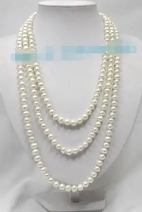 

Free Shipping >>> style 120" 9mm nature white FW luster pearls necklace