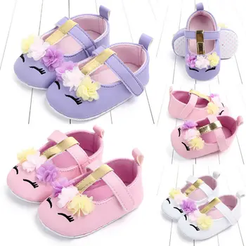 

Fashion Infant Newborn Baby Girls Soft PU Leather Soft Crib Shoes Princess Summer Floral Cute Walking Flat Shoes 0-18M
