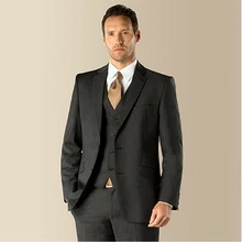 Женихов Для мужчин смокинги жениха костюм Индивидуальный заказ Нарядные Костюмы для свадьбы для Для мужчин с брюками темно-серый Нотч куртка+ брюки+ галстук+ жилет XL539