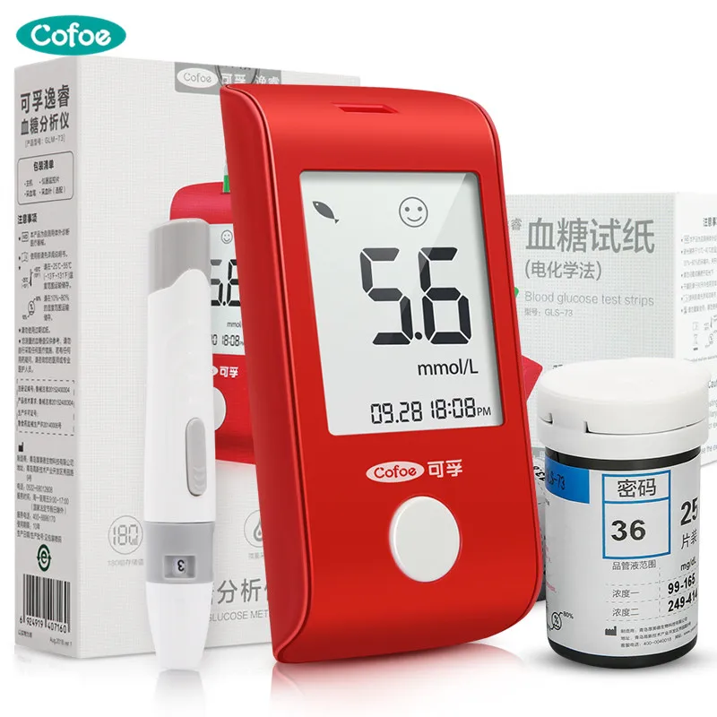 

Cofoe Yirui Glucometer & Test strips & Lancets Needles Medical Glycuresis Blood Sugar Monitor Blood Glucose Meter for Diabetic