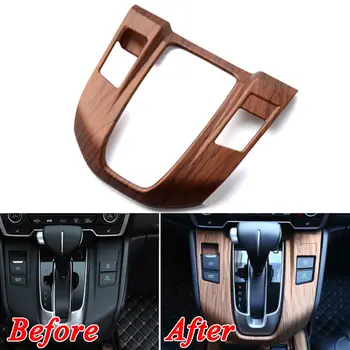 

For Honda CRV CR-V LHD 2017-2018 1PC ABS Plastic Peach Wood Grain Interior Gear Shift Panel Cover Trim Decorative Accessories