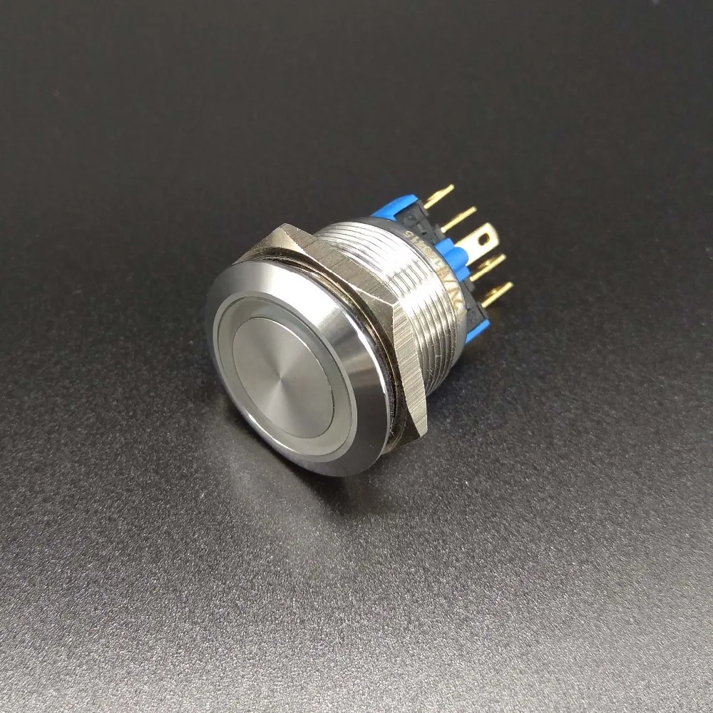 

20 pieces 22mm Latching 1NO1NC 6 Pin Ring LED Electric Metal Push Button Electric Switch