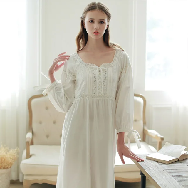 Women Elegant Vintage Long Nightgowns For Womens Home Dress Full Length
