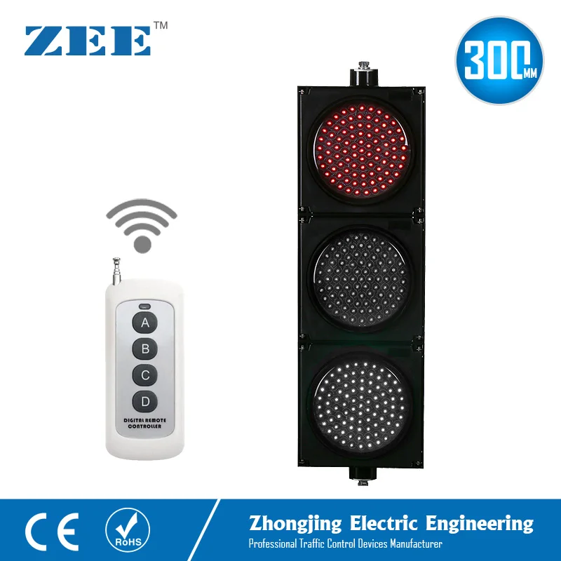 220V 110V 12V 24V Wireless Control LED Traffic Light 12inches 300mm LED Traffic Signal Light Red Green Amber Traffic Signals