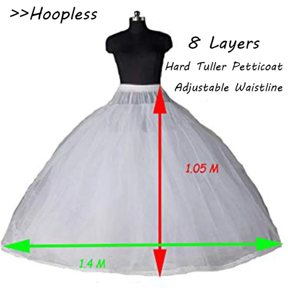 Linha de Casamento Acessórios de Casamento Elegante Feminino Petticoat Underskir 8 Camadas Net Crinoline Undersaias 2020 Uma