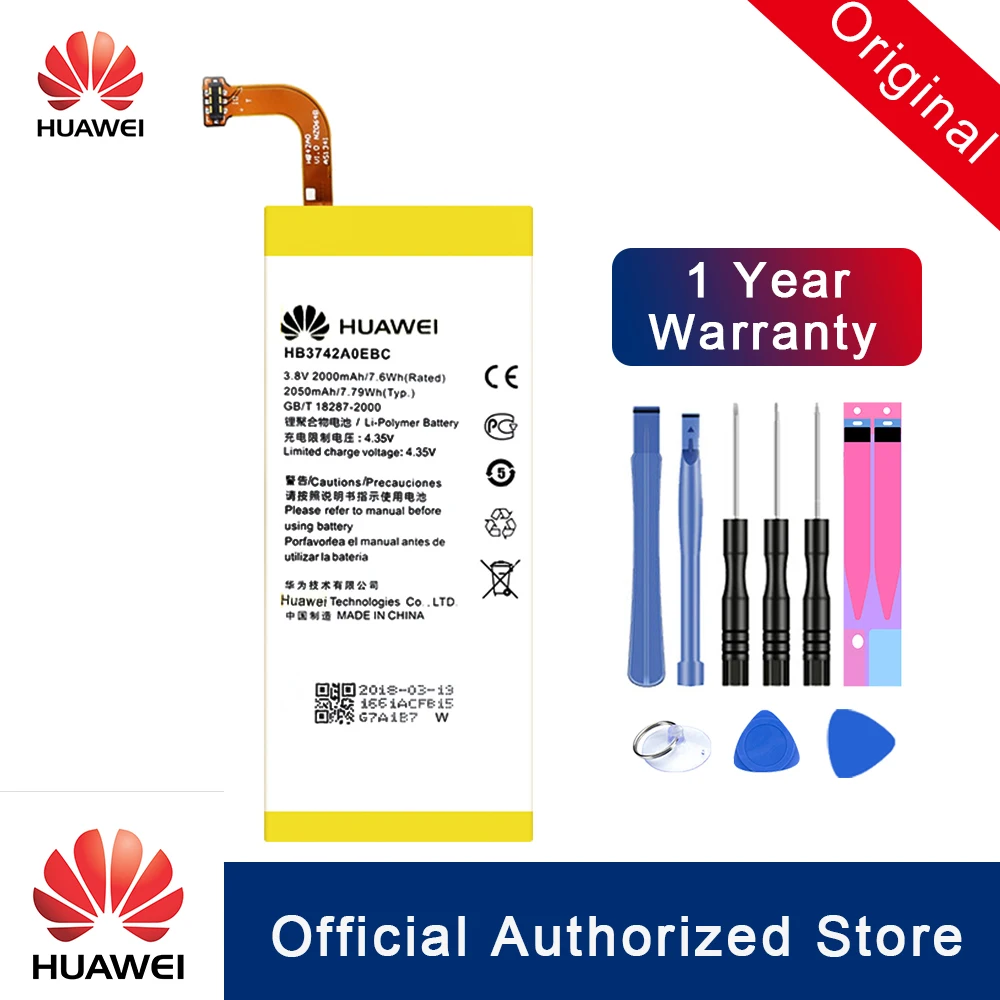 

Hua Wei 100% Original HB3742A0EBC Battery For Huawei Ascend P6 P6-U06 p6-c00 p6-T00/ Ascend G6 G620 G621 G620s G630 Bateria Akku