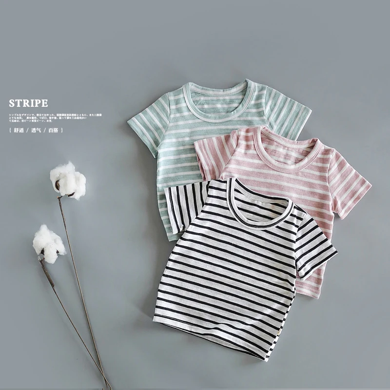 

2019 thin bamboo section cotton striped baby T-shirts children summer half-sleeved jerseys Bobo chose