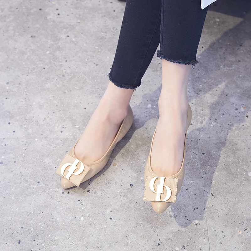 

Dumoo 2019 Genuine Leather Women Basics Flats Boat Shoes Spring Autumn Slip On Loafers Women Casual Cow Leather Single Shoes