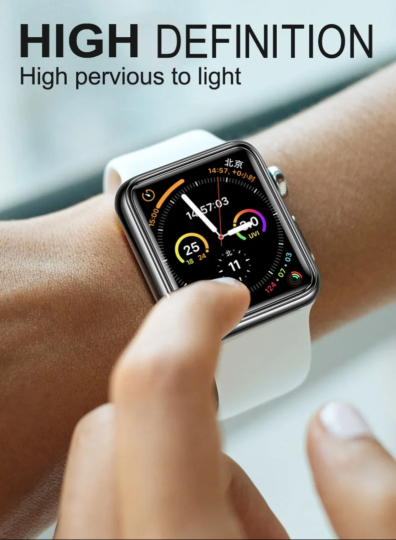 9D УФ-Стекло Nano Liquid для Apple Watch 38 мм 42 мм 40 мм 44 мм Защита экрана для Apple 4 3 2 1 серии Полный Клей закаленное стекло