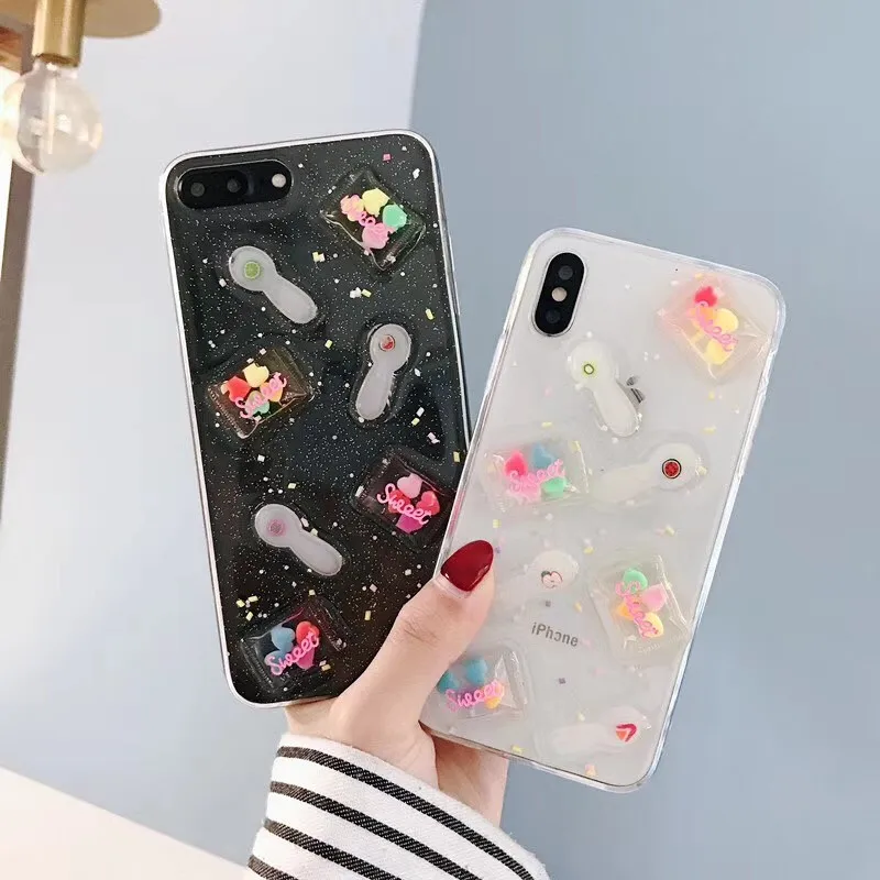 Sweet Candy Phone Case For iPhone7 7 plus Glitter Shining soft case