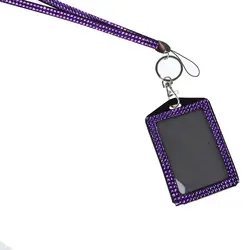 BLEL Горячие Украшенные Стразами Crystal пользовательские ремешок Вертикальная ID держатель для бейджа (фиолетовый)
