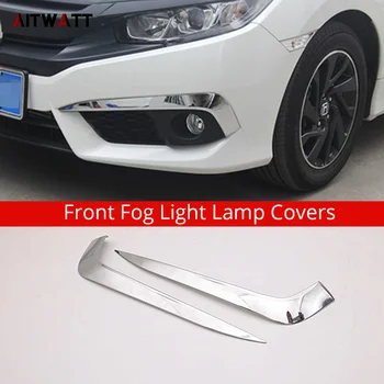 

Exterior Front Fog Light Lamp Covers For Honda Civic 2016 2017 ABS Chrome Strip Garnish Moldings Car Stickers Accessories