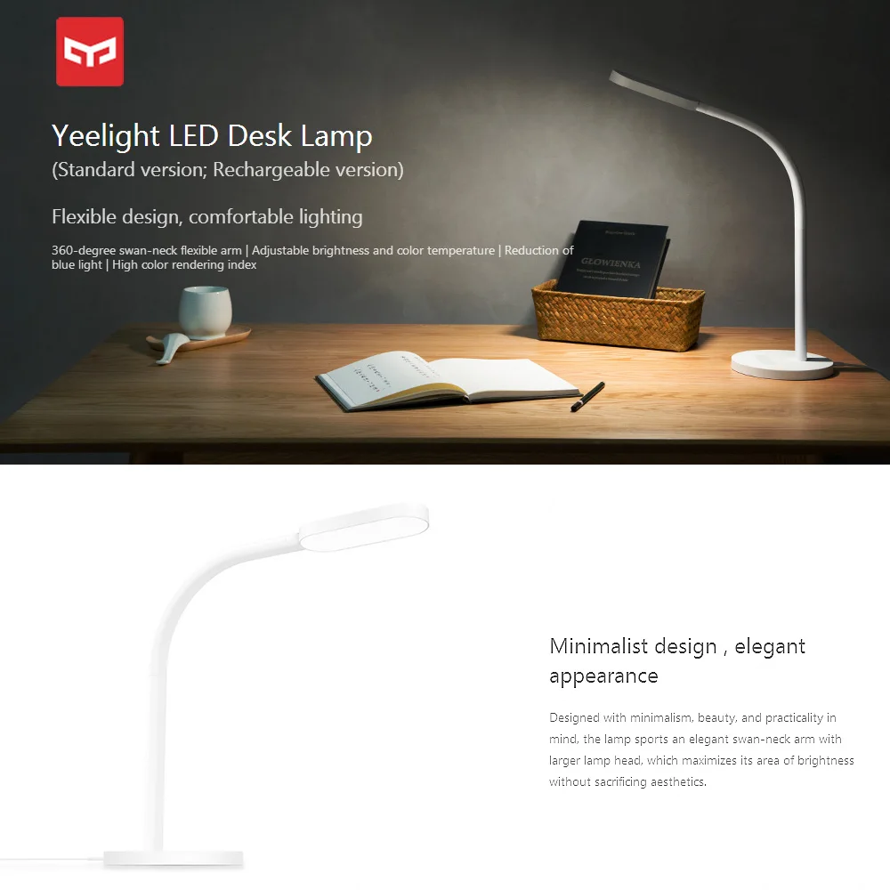 Для Xiaomi Yeelight Mijia светодиодный настольный светильник USB YLTD01YL 3 Вт Портативный Умный складной сенсорный Регулируемый Настольный светильник для чтения яркость света