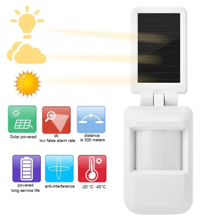 

Home Infrared Detector Wireless Solar Motion Sensor Anti-theft Security Alarm System