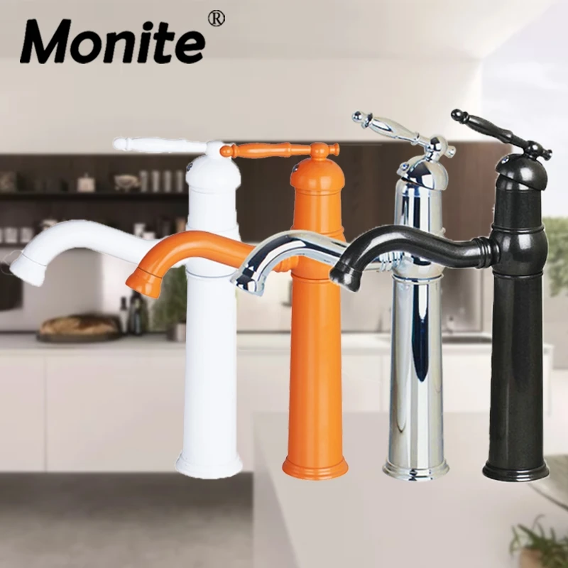 

White/Orange Painting Bathroom Basin Mixer Faucet Chrome Polish/ORB Bathroom Vanity Sink Faucet Mixer Tap