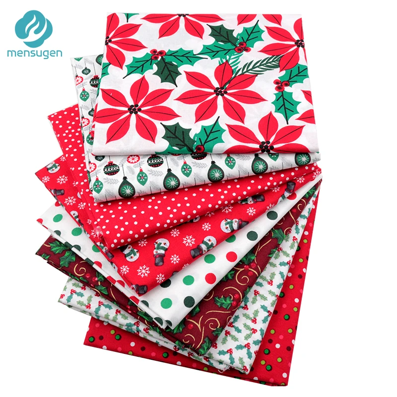 

New Half Meter Red Christmas Cotton Fabric For Patchwork DIY Sewing Home decoration Snowflake Snowman Polka dot Quilting Fabric