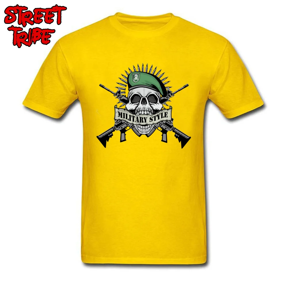 firearm skull guns825y Short Sleeve Tops Shirts Labor Day Round Collar All Cotton Mens Top T-shirts Party Tee Shirt Family firearm skull guns825y yellow