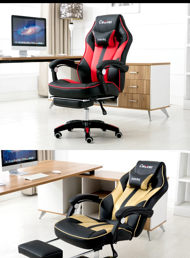 Расширяющаяся спинка Poltrona Gaming Silla Gamer офисное кресло для руководителя эргономичный массаж может лежать Синтетическая кожа с подставкой для ног