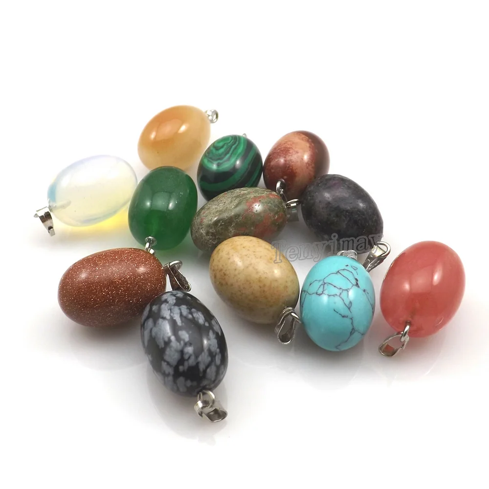 

Egg Shape Semi-precious Stone Pendants For Necklace DIY 24pcs/lot Wholesale