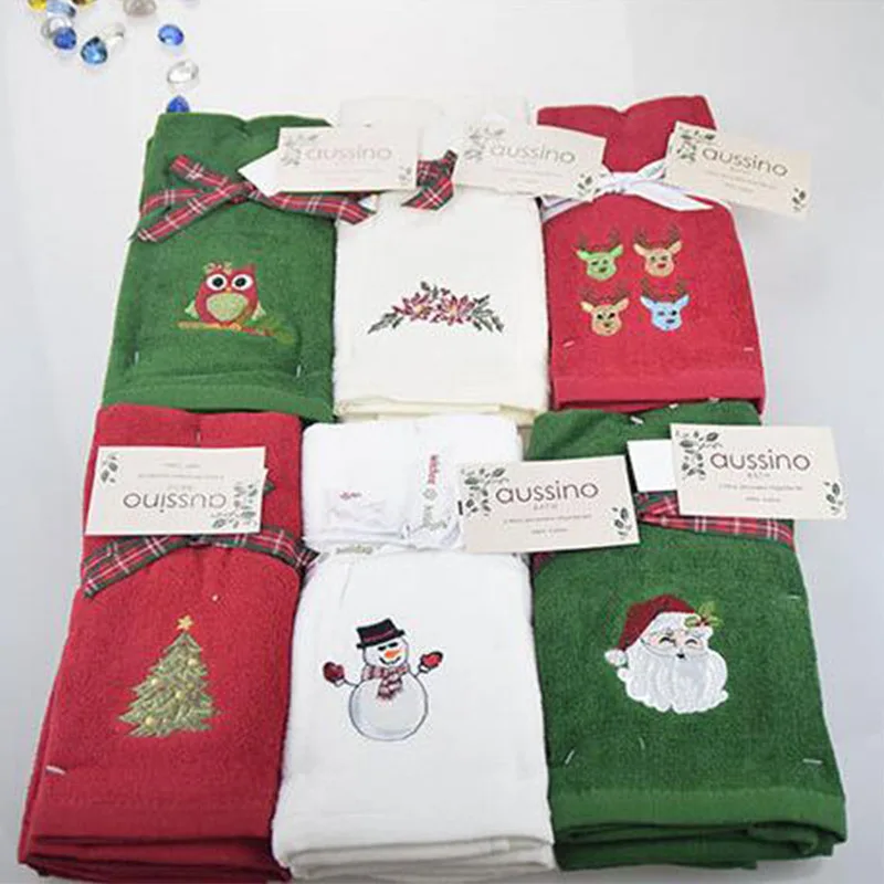 Red Towel Police Snowman Embroidered Velour Hand Towel Christmas Home