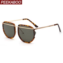 Peekaboo ретро женские солнцезащитные очки леопардовые красные летние унисекс Винтажные Солнцезащитные очки для мужчин Лето uv400 половина металлическая оправа