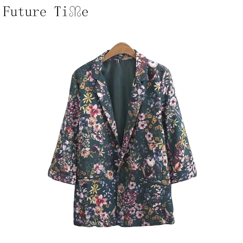 Future Time font b Women b font Blazer Vintage Flower font b Jackets b font Office